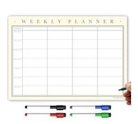 The Magnet Shop A3 Magnetic Weekly Planner and Organiser - Fully Customisable Whiteboard for Family or Business Tasks and Meal Planning - with 4 Free Magnetic Dry Wipe Pen (Classic Cream, A3)