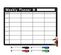 The Magnet Shop A4 / A3 Magnetic Weekly Planner and Organiser - Fully Customisable Whiteboard for Family or Business Tasks and Meal Planning - with 4 Free Magnetic Dry Wipe Pen (Bold Black, A4)