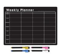 The Magnet Shop A4 / A3 Magnetic Weekly Planner and Organiser - Fully Customisable Whiteboard for Family or Business Tasks and Meal Planning - with 4 Free Magnetic Dry Wipe Pen (Black Chalkboard, A4)