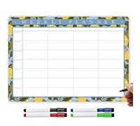 The Magnet Shop A4 Magnetic Weekly Planner and Organiser - Fully Customisable Whiteboard for Family or Business Tasks and Meal Planning - with 4 Free Magnetic Dry Wipe Pen (Garden Lemons, A4)