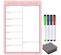 The Magnet Shop Magnetic A3 Weekly Meal Planner - Customisable Whiteboard Planner, Menu, Shopping List and Wall Organiser - with 4 Dry Erase Pens and Eraser (Blush, A3)
