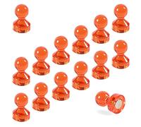 The Magnet Shop Magnetic Push Pins Small Neodymium Skittle Pin Magnets - Perfect for Maps, Whiteboards, Memos, Fridges, Home, School and Office (Orange, Small (14 Pins))