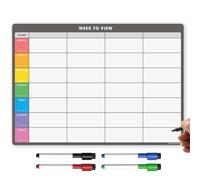 The Magnet Shop Magnetic Weekly Planner and Organiser - Fully Customisable Whiteboard for Family/Business Task and Meal Planning - with 4 Free Magnetic Dry Wipe Pen (Grey with Coloured Tabs, A3)