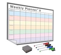 The Magnet Shop Re-Adhesive Wall Planner - Weekly Organiser and Family Planner - Reusable, Removable and Re-Positionable Self-Adhesive Whiteboard for Home and Office (White & Pastel XL, A1)