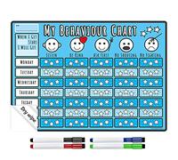 The Magnet Shop TMS A3 Children’s Reward Chart and Whiteboard (A3 Laminated Behaviour Chart, Blue)