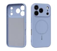 The magnetic phone case is suitable for iPhone 17 Pro, with a soft touch, wireless charging support, and a shock-absorbing and drop-proof frame. sky blue