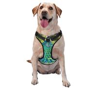 The magnificent peacock reflective Oxford unobstructed pet vest, easy to control handle, suitable for small, medium and large dogs