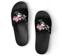 The Magpie Bird And Flowers PVC Slippers Home Slides | Shower Shoes Anti-Skid House Bathroom Slippers for Women Men