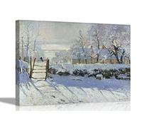 The Magpie by Claude Monet Canvas Wall Art Prints Framed Poster Pictures Home Office Decor Livingroom Artwork 60 x 40cm (24 x 16 inches)