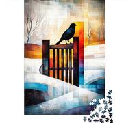 The Magpie - Monet Inspired - Geometric Winter Scene - Abstract Impressionist Landscape Jigsaw Puzzle for Adults, 1000 Pieces, 70x50cm/1000pcs, Quiet Home Activity, Relaxing Indoor Time And Time at Ho