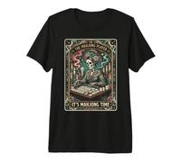The Mahjong Player Skeleton Game Tiles Premium T-Shirt