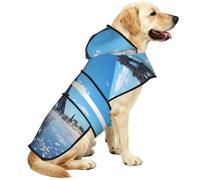 The Majestic Eiffel Tower Waterproof Dog Raincoat And Rain Jacket With Hood, Reflective Strips And Adjustable Belly Strap, Fits Small To Large Dogs