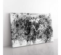 The Majestic Elephant In Abstract Modern Art Canvas Wall Art Print Ready to Hang, Framed Picture for Living Room Bedroom Home Office Décor, 76x50 cm (30x20 Inch)
