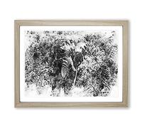 The Majestic Elephant In Abstract Modern Art Framed Wall Art Print, Ready to Hang Picture for Living Room Bedroom Home Office Décor, Oak A2 (64 x 46 cm)