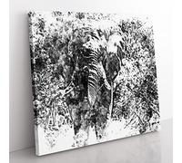The Majestic Elephant in Abstract Modern Canvas Wall Art Print Ready to Hang, Framed Picture for Living Room Bedroom Home Office Décor, 50x50 cm (20x20 Inch)