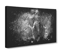 The Majestic Elephant Paint Splash Canvas Print | Gallery Wrapped 30mm Frame Wall Art | 20x14 inches | Ready to Hang | Modern Animals Picture | Living Room Bedroom Lounge Office