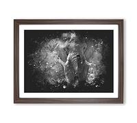 The Majestic Elephant Paint Splash Modern Art Framed Print | A4 Walnut Framed Wall Art | Ready to Hang | Modern Animal Picture | Living Room Bedroom Lounge Office