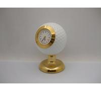 The Majestic Golf Ball Miniature Clock Gold Plated On Solid Brass Stand