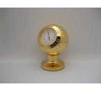 The Majestic Golf Ball Miniature Clock Gold Plated On Solid Brass Stand