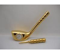 The Majestic Golf Club Miniature Clock With Letter Opener Solid Brass