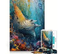 The Majestic Manta Ray Jigsaw Puzzles 1000 Piece for Adults Mental Logic Toy Peaceful Fun Firm Cut Cherished Gift (50x75cm)