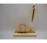 The Majestic Mantle Clock Incorporating Austrian Crystal Gold Plated On Solid Brass Stand With Pen Holder