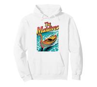 The Maldives Retro Boat, Fun Ocean Adventure Pullover Hoodie