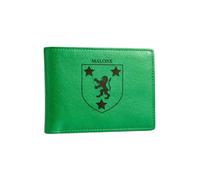The Malone Irish Family Crest Coat of Arms Green Pu Leather Wallet Personalised Laser Engraved Bifold