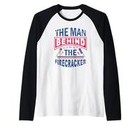 The Man Behind The Firecracker 4th of July Funny USA Raglan Baseball Tee