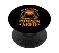 The Man Behind The Pumpkin Seed Halloween Pregnancy Men Dad PopSockets Adhesive PopGrip