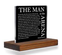 The Man in the Arena Acrylic Desk Sign, Motivational Quote Gift for Men, Speech Plaque for Office Desk, Leadership Inspirational Decor for Boss, Husband, Graduation, Promotion, Retirement EC385