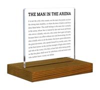 The Man in the Arena Desk Decor, Entrepreneur Gifts for Men, Positive Affirmation Gifts for Men, Motivational Gift for Man, Acrylic Desk Decor Sign with Wood Stand - FSA221
