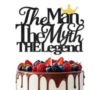 The Man The Myth The Legend Cake Topper, Men's Birthday Decorations, Happy Father's Day Cake Topper, Happy Retirement Theme Father's Birthday Party Supplies Black & Gold