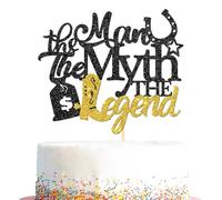 The Man The Myth The Legend Cake Topper, Retirement Theme Cake Pick Decorations, Happy Retirement Men’s Birthday, Bachelor Party Decor Supplies, Black Glitter