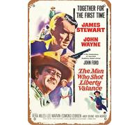 The Man Who Shot Liberty Valance Movie Plaque Poster Metal Tin Sign 8" x 12" Vintage Retro Wall Decor