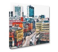 The Manchester Skyline Canvas Print | Gallery Wrapped 30mm Frame Wall Art | 14x14 inches | Ready to Hang | Abstract Cityscape Picture | Living Room Bedroom Lounge Office