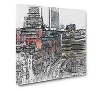 The Manchester Skyline Canvas Print | Gallery Wrapped 30mm Frame Wall Art | 20x20 inches | Ready to Hang | Abstract Cityscape Picture | Living Room Bedroom Lounge Office