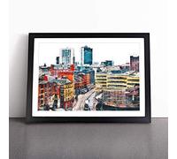 The Manchester Skyline Framed Wall Art Picture Print - Canvas Painting - Modern Home Décor Poster - Ready to Hang for Living Room Bedroom Kitchen - Black A1 (66 x 90 cm)