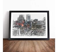 The Manchester Skyline in Abstract | Framed Wall Art Print | Modern Home Decor Picture | Ready to Hang Artwork for Living Room, Bedroom, Kitchen or Office | Multiple Sizes
