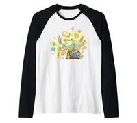 The Mandalorian and Grogu The Child Enjoying Food and Snacks Raglan Baseball Tee