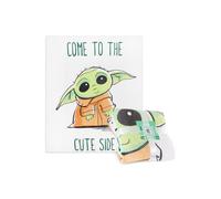 Disney Baby Yoda Fleece Bed Blanket Soft Grogu Bed Throw Bedroom Decor Plush Throw Mandalorian Comforter 150 x 130cm for Bedroom Travel Sleepovers (Green Baby Yoda)