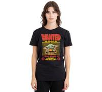 The Mandalorian Cutest Bounty Wanted Grogu Ladies T Shirt, Black, Medium