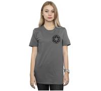 The Mandalorian Galactic Empire Insignia Breast Print Cotton Boyfriend T-Shirt Star Wars Charcoal S