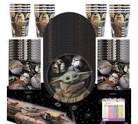 The Mandalorian Party Supplies for 16 Dinner Set with Cups & Table Cover