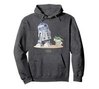 The Mandalorian R2D2 and Grogu Pullover Hoodie, Adult Unisex, Dark Heather Grey, XX-Large