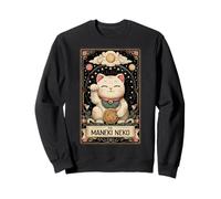 The Maneki Neko Japanese Cat Lucky Tarot Card Witchy Moon Sweatshirt