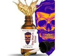 The Man's Elixar Beard Oil for Men - Beard Growth Serum & Conditioner | Softener & Moisturizer for Dry Oily Skin | 11 Natural Anti-Aging Oils | Argan, Jojoba & Castor | Facial Hair & Mustache Growth
