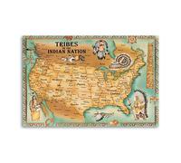 The Map of American Native Tribes of The Indian Nation Poster Decorative Painting Canvas Wall Posters And Art Picture Print Modern Family Bedroom Decor Posters 16x24inch(40x60cm)
