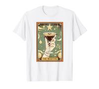 The Martini Tarot Card Espresso Coffee Beans Stars Moon Value Graphic T-Shirt, Men, White, XL