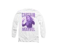 The Marvels Captain Marvel Long Sleeve T-Shirt, White Marvel White M
